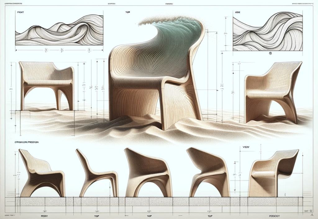 Studio di poltroncina da esterni progettata in collaborazione con IA